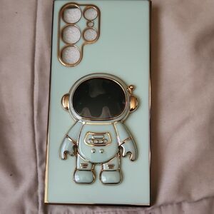 Mint Green Astronaut Phone Case with Gold Trim